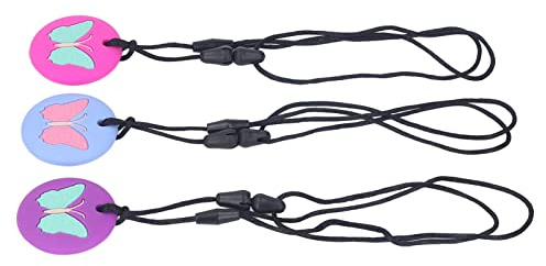 Generic Collana da Masticare Adorabile Giocattolo per la Dentizione a Farfalla per Alleviare il Disagio del Bambino Aiuto per la Dentizione in Morbido Silicone Facile da Pulire, 3 Pezzi