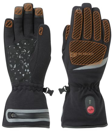 30seven Beheizte Freizeithandschuhe, wasserfeste & Winddichte Heizhandschuhe, für den täglichen Gebrauch, für Damen & Herren, schwarz, 11-XL