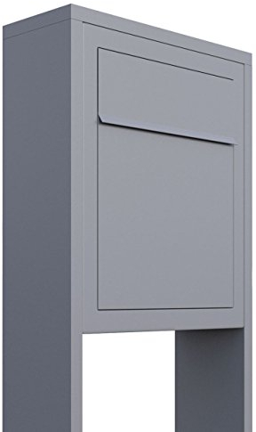 Standbriefkasten, Design Briefkasten Base Stand Grau Metallic - Bravios