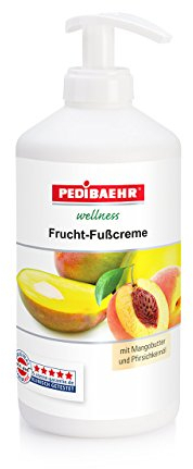 Pedibaehr Fußbalsam mit Mangobutter und Pfirsichkernöl, Fußpflege für alle Hauttypen, 500 ml, mit Spender