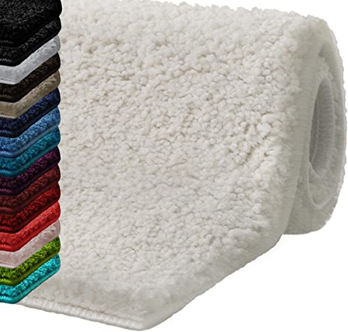 casa pura Badematte Creme weicher, Flauschiger Badezimmerteppich in Shaggy Optik, Badvorleger rutschfest waschbar - Duschvorleger, Teppich Fußmatte für Badezimmer, Dusche 50x80 cm, Ivory Sky Soft