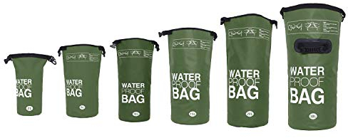 DonDon Dry Bag wasserdichte Tasche 2l, 5l, 10l, 15l, 20l, 30l Pack-Sack Beutel mit Schultergurt - Oliv 5 Liter