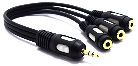 VITALCO Adattatore Splitter jack da 3,5 mm con 3 jack AUX 3,5 mm maschio a 3 femmine, cavo audio stereo