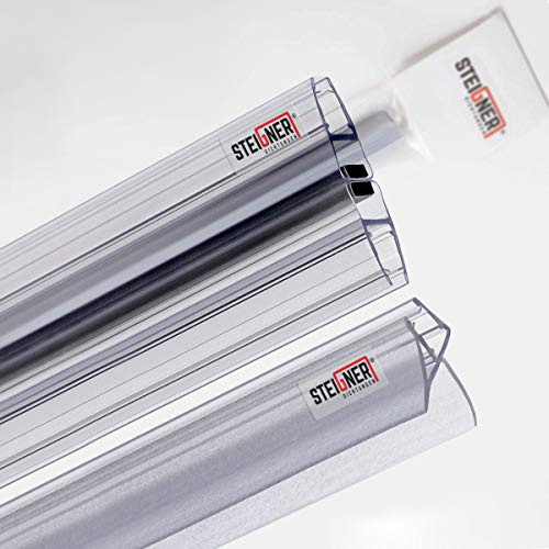 STEIGNER Guarnizione doccia 200cm UK09 (1 pz.) trasparente - Set con 2x guarnizione magnetica UKM02 200cm per porte doccia 180° - Protezione contro le perdite, Perfetta aderenza, Facile installazione