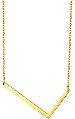 Flongo Damenkette Frauen Anhänger Kette Halskette aus Edelstahl Namen 26 Alphabete Buchstaben Anhänger in Gold Ton Elegant