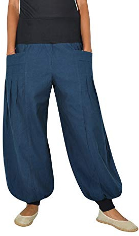 Virblatt - Pantaloni Harem in Cotone | Larghi, Turca, Estivi Leggeri, Etnici | Yogazeit M-XL Blu