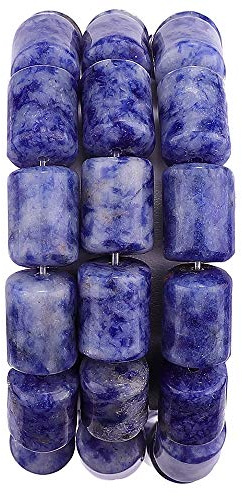 BEADIA Natural Blue Sodalite Cylinder Stone Loose Semi Gemstone Beads for Jewelry Making 10mmx14mm 38cm