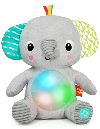 Bright Starts, Hug-a-Bye Baby Kuscheltier Elephant mit Lichtern, Melodien, unterschiedlichen Texturen und vielem mehr, Mehrfarbig