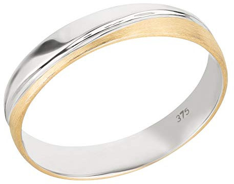 Ardeo Aurum Herrenring Trauring aus 375 Gold Bicolor Gelbgold Weißgold 4 mm Breite massiv matt Ehering Modell 109-237 Größe 61