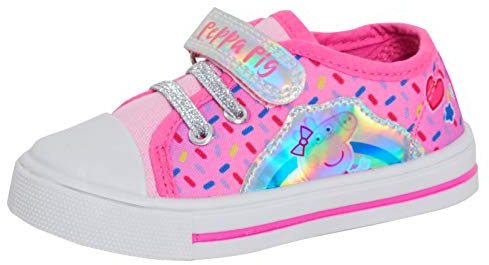 Peppa Pig Zapatos de lona para niñas, fáciles de sujetar, zapatos para niños pequeños