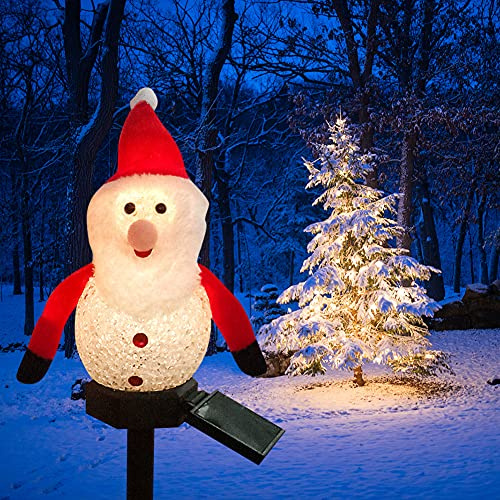 LED Solarleuchten Schneemann Figur Solar Gartenstecker Weihnachten Beleuchtet, Weihnachten Schneemann Figur Garten Solarlampen Beleuchtung Weihnachtsdeko Lampe für Außen Outdoor Rasen Terrassen Deko