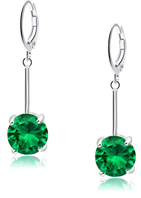 VONSSY Edelstein Tropfen Ohrringe | Stilvolle 18 Karat Platin/Vergoldete Leverback Kristall Hängende Ohrhänger | Silber Schmuck Geschenk für Mutter Tochter Ehefrau