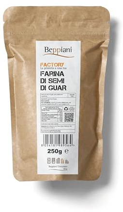 Farina di semi di Guar 100% Naturale Beppiani 250g ✅ addensante, stabilizzante professionale ✅ ideale per la preparazione di sorbetti, gelati, prodotti da forno, frullati, salse, condimenti, gelatine