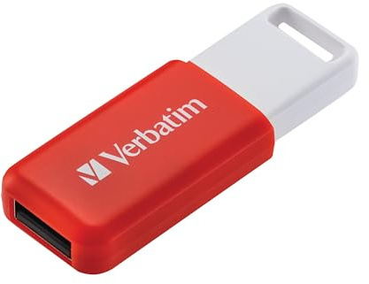 Verbatim DataBar - Memoria USB compacta con Memoria de 16 GB y Memoria portátil USB 2.0, Color Rojo, Ideal para Ordenador portátil, PC y portátil
