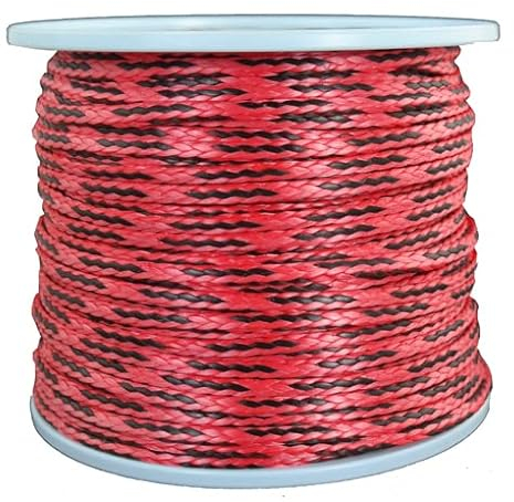 Dyneema Flechtschnur Seil Dyneemaseil Flechtleine aus Dyneema - Durchmesser 5mm - 100 Meter Fb. rot-schwarz