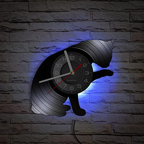 Smotly Digitale Wanduhr in Haustier-Katzenform mit LED-Nachtlichtfunktion für Wanddekoration
