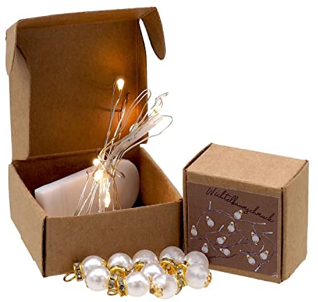 ZauberDeko Wichtel Zubehör Christbaumschmuck Weiß LED Licht Karton Weihnachten Miniatur Set