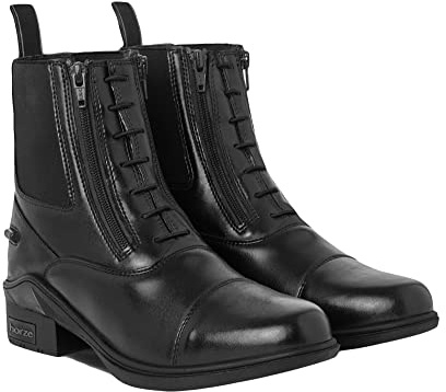 Horze Women's riding ankle boots Kingston, Jodphur riding boots with double zip, Black, EU38