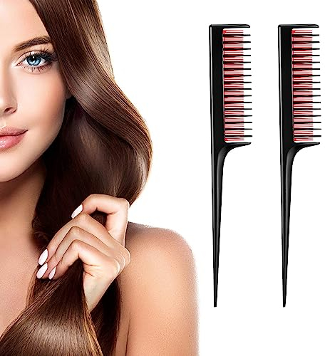 Antistatico Pettine per Capelli Ltsbaed 2 Pezzi Nero Triplo Pettine Posteriore Fibra di Carbonio Pettine a Coda Topo per Donna Pettini Resistenti Calore per Della Professionale per Cura Ddelle Radici