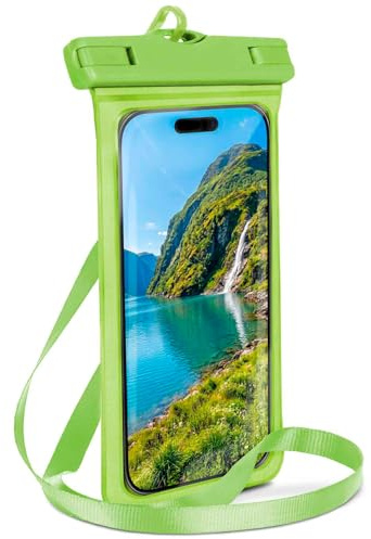 ONEFLOW Beach Bag für Samsung Galaxy A54 5G wasserdichte Hülle mit Touch und Kamera Fenster, Unterwasser Handyhülle zum Reisen, Schwimmen mit Armband und Band zum Umhängen, Grün