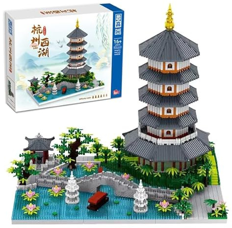 Westlicher See Baustein Set, 3970 Klemmbausteine Chinesische antike Architektur, Weltberühmtes Architekturmodell Mini-Baustein-Bausatz, Geschenk für Erwachsene und Teenager, Nicht Kompatibel mit L*go