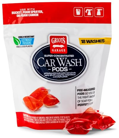 Griot's Garage Super-Concentrated Car Soap Pods for Wash Buckets, Foam Cannons, and Foaming Sprayers, pH Neutral, Auto Shampoo, 18 Pc, 10846
