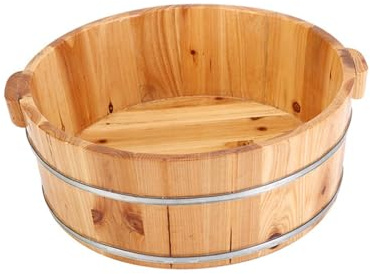 MagiDeal Bassin de bain de pieds en bois, baignoire épaisse, baril, bain de pieds, Surface apaisante, fait à la main, réutilisable, 16x40cm UN
