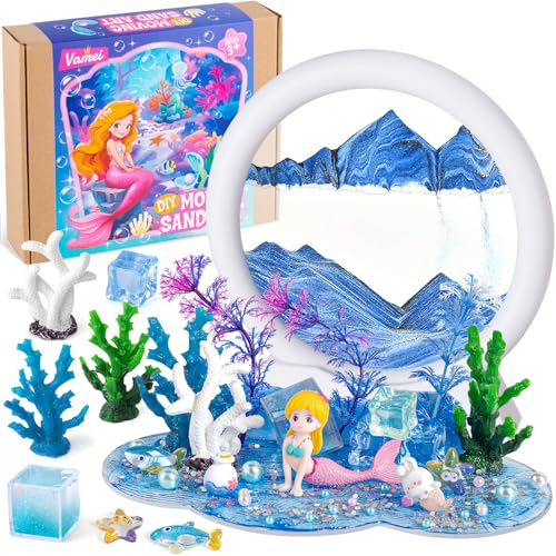 vamei Sandbilder Sanduhr für Mädchen, 4 5 6 7 8 9 10 Jahre, 18 Stück, Meerjungfrau, Spielzeug, Sanduhr, Deko, 3D, Freizeit-Kits, kreatives Geschenk für Kinder für Mädchen 5 6 7 8 9 10 Jahre