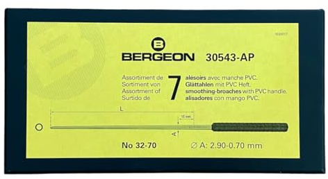 Bergeon 30543-AP Set mit 7 Broschen zum Glätten von Uhren Werkzeug 3,53-0,69 mm, Schwarz