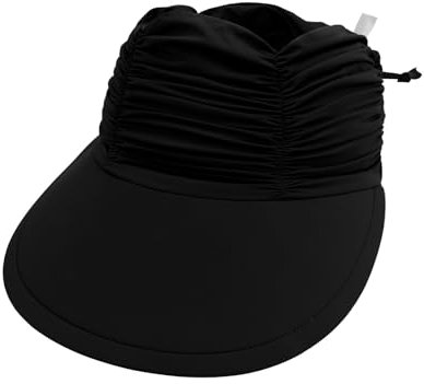 SRZYMJ Visier Hut Breiter Krempe Sonnenhut für Frauen Visor Cap Sommerhut Outdoor Sport Kappe Strohhut Schlapphut Atmungsaktiv Sonnenschutz Cap Für Outdoor Golf Tennis Laufen Wandern Urlaub Schwarz
