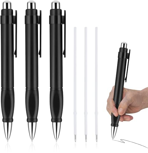 Amabro 3 Stück Ergonomische Kugelschreiber mit 3 Nachfüllungen, Extra große Druckkugelschreiber leicht zu greifender Jumbo Stift, schwarze Tinte gewichtete Stifte für ältere Mens