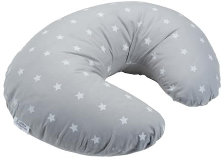 Cuddles Collection Nursing Pillow Breast feeding Support 4 in 1 Pillow (White Stars on Grey)
