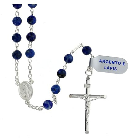 Rosenkranz, Edition Basiliken, Jubiläum, Lapislazuli und 925er Silber, 6 mm