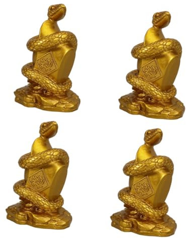 Sosoport 4stücke Chinesische Zodiac Schlange Figurine Dekorative Harzskulptur Für Tisch Und Zuhause Elegante Indoor Snake Statue Für Feng Shui Und Sammlerstücke