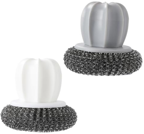 Ciieeo 2pcs Kitchen Brush Wire Ball Cleaning Brush Dish Scrubber Long Handled for Kitchen Accessories Random Color
