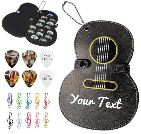 Plektrum Box,Personalisierte Gitarren Plektrum Halter Etui PU Leder Gitarren Plektrum Halter Celluloid Pick für Akustikgitarre E-Gitarre Bass Ukulele Musikgeschenk für Gitarristen(Eisenhaltig)