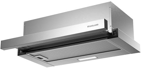 GASLAND BR60SP Hotte Aspirante 60 cm Umluft, Hotte Intégrée à Écran Plat 335 m³/h, Hotte Abstrait à Extraction à Plat Acier Inoxydable avec Filtre à Charbon Actif CF132
