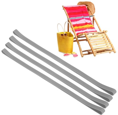 M METERXITY Lot De 4 Bandes De Serviette pour Chaises De Plage, Attaches De Serviette Réutilisables Élastiques Résistantes Au Vent pour Bateau De Croisière [Gris]