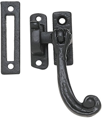 Kooples Hardware Black Antique Window Fittings – Traditional Hook & Mortice Plate Fastener – Vintage Style Cast Iron Window Latch – Classic Sash Window Lock for Timber Windows