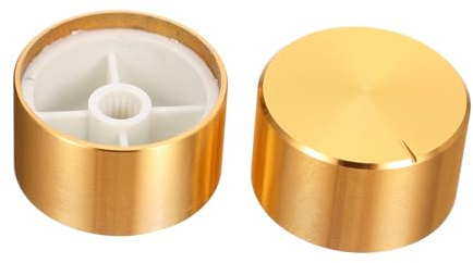 Gitarren Lautstärkeregler aus Aluminium, 2 Stück, Gold | Bass und Drehpotentiometer, Einfache Montage, Korrosionsarm, Passender Ersatz für Potentiometerhüte