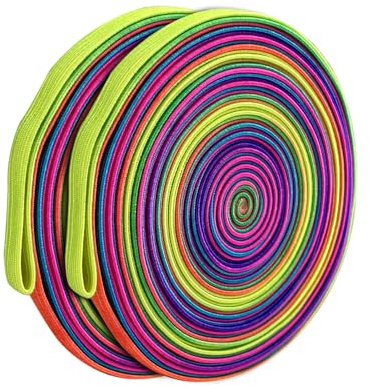 LUMITERRA 2 pcs Gummitwist Kinder Spiel, 6 Meter Hüpfgummi, Regenbogenfarben Hüpfgummi, Kinderspiel Gartenspiele Pausenspiel, Indoor und Outdoor Spielzeug für Kinder ab 7, 8, 9, 10 Jahre, Geschenke