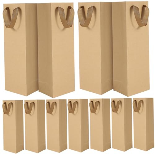 CLISPEED 24stücke Kraftpapier Weintragetasche Für Rotwein Getränke Verpackung Mit Starkem Griff Einzelgefäß