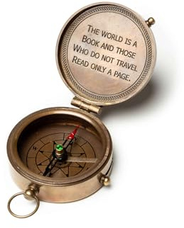 Drakensberg Boussole en laiton »Miles« avec cadran solaire, design vintage, DR00050