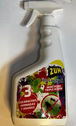 ZUM Biolafin RA, Insecticida Triple Acción para Cucarachas, Hormigas y Arañas, Pulverizador 750 ml