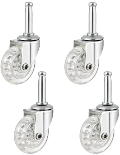 2 Inch Swivel Caster Wheels Set of 4, M8 with 38MM Long Grip Neck Stem Caster Wheels, Heavy Duty Casters, Crystal Clear Wheel Replacement for Furniture, Table, Cabinet, Shelf
