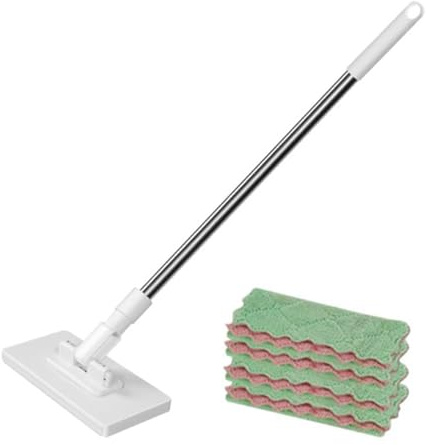 Baoblaze Trapeador de Piso Plano portátil para Limpieza en húmedo y Polvo, Cabezal Giratorio de 360° para Limpieza de Azulejos en el hogar, Madera,