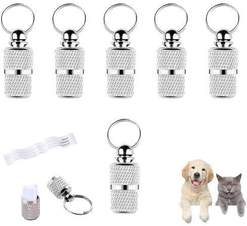 6 Stück Adressanhänger Hund, Hundehalsband Anhänger, Adressanhänger Katze, Hundehalsbandanhänger Mit Schlüsselring, für Haustiere, Katzen