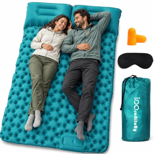 iParaAiluRy Esterilla Camping Autoinflable Ultraligero Colchoneta Camping con Bomba de Pie, Portatíl Colchón Hinchable Matrimonio para Viajes, Exteriores, Senderismo, Playa, Tienda