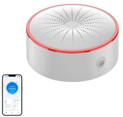 Mengshen Sirène stroboscopique sans fil avec alarme sonore et lumineuse Système de sécurité domestique 85 dB Lumière stroboscopique avec contrôle par application pour la sécurité à domicile et la