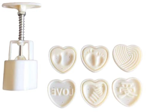 WESIEVYA Juego de Moldes para Pastel de Luna Forma de Corazón, Molde Abs No Adhesivo para Hornear, Sellos Creativos para Galletas de San Valentín, Herramienta Práctica Estilo Aleatorio